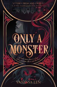 only a monster book cover black with red swirls