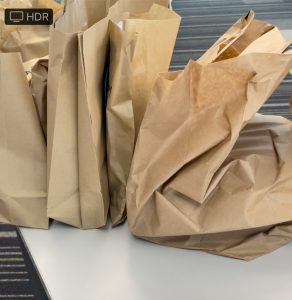 Paper bags on table