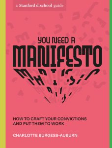 You Need A Manifesto book cover. Pink, with green spine and black text.