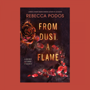 from dust a flame book cover with rose and petals on red background