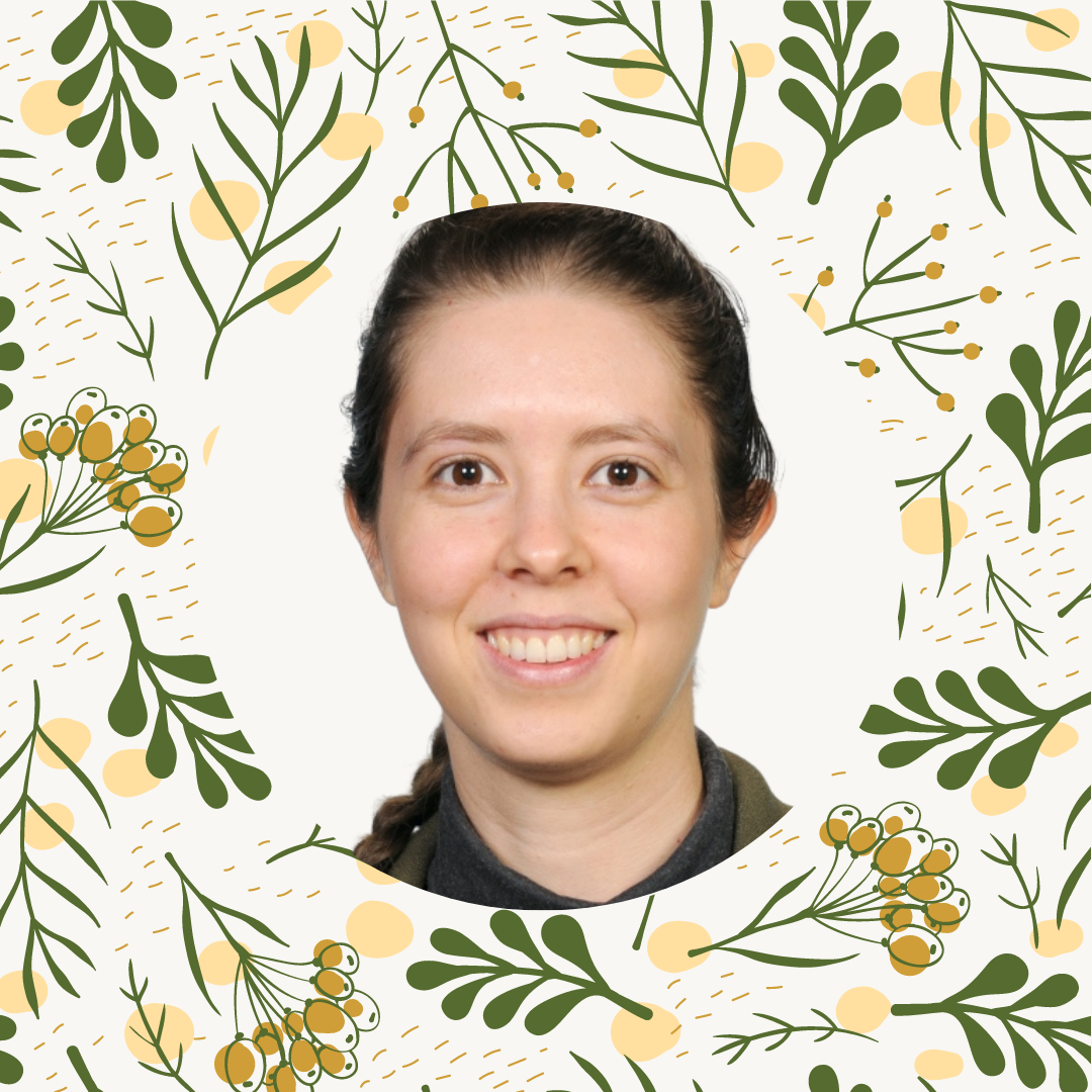Floral background with headshot
